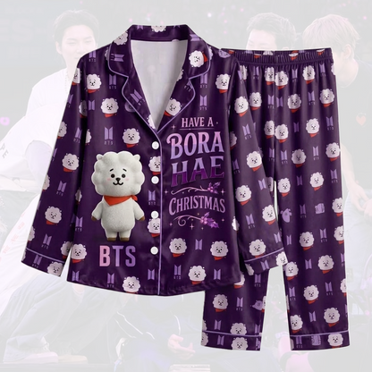 BTS Jin BT21 Borahae Christmas Cute Pajama Set