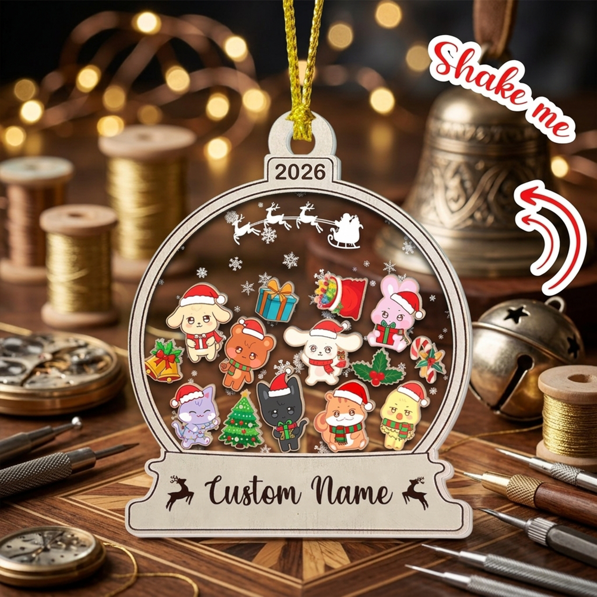 Personalisierter Stray Kids Weihnachts-Shaker-Anhänger, SKZOO Weihnachtsbaumschmuck
