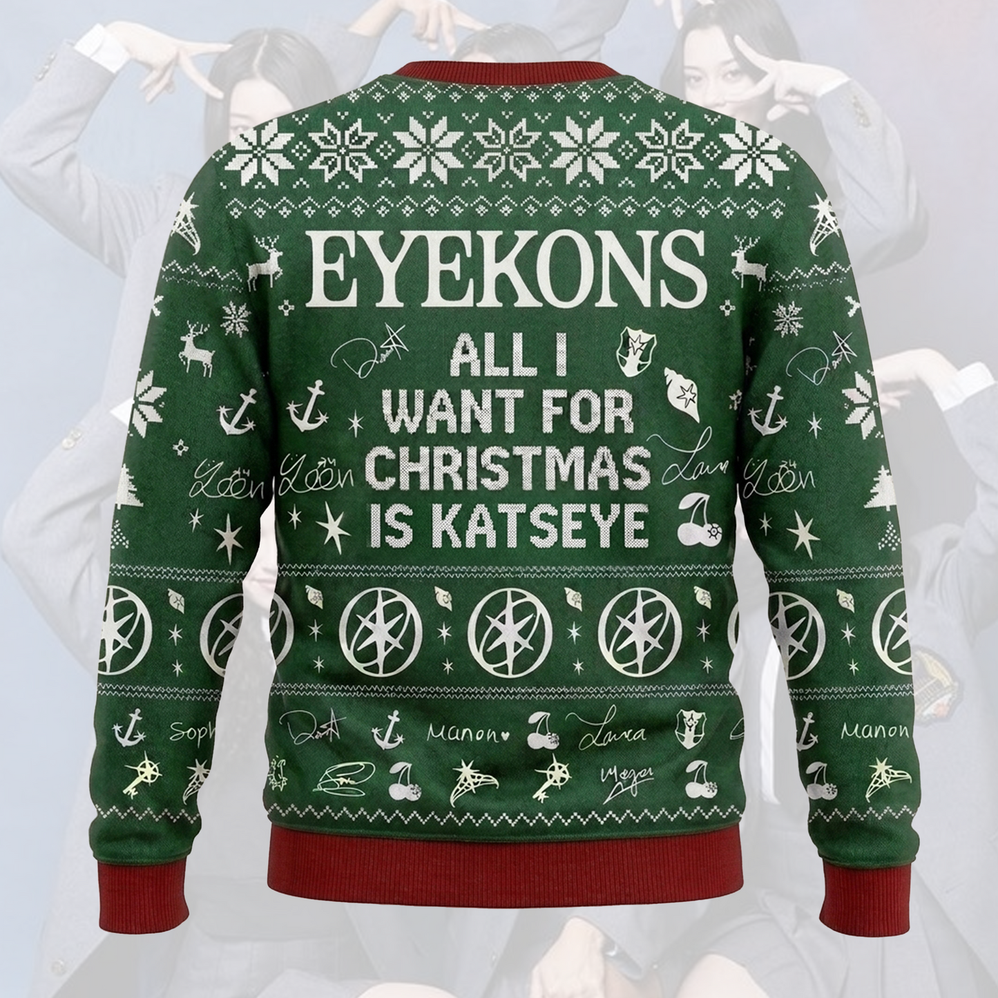 Evergreen Katseye Ugly Christmas Sweater Gift For Fans