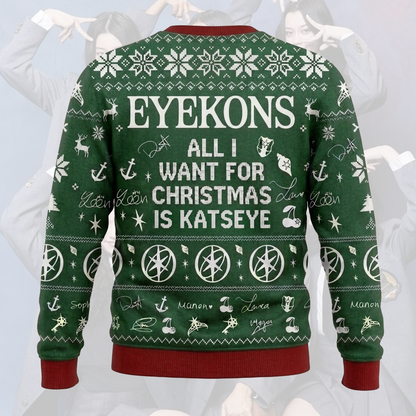 Evergreen Katseye Ugly Christmas Sweater Gift For Fans