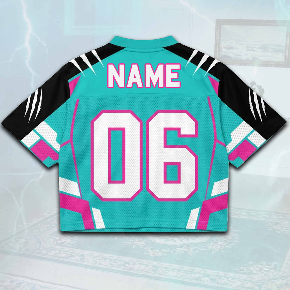 WILD 06 Wild Club Sporty Wave Mixed Mesh Jersey Teal Pink Edition