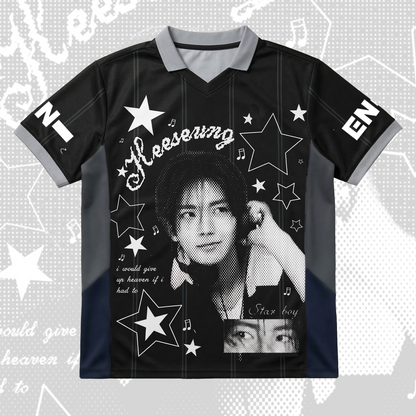 Heeseung Enhypen Football Jersey Winged Neck Shirt