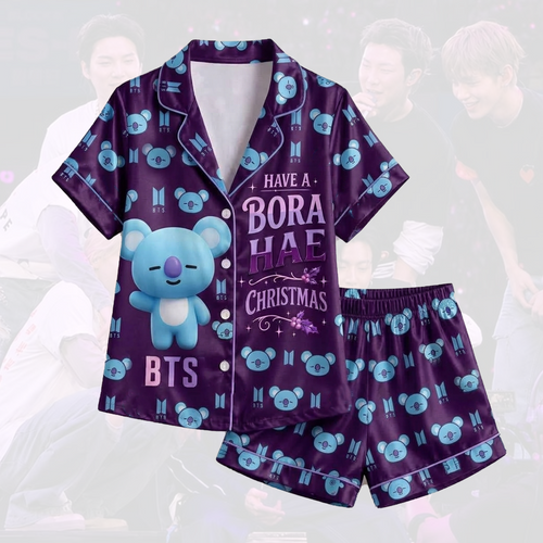 BTS RM BT21 Borahae Christmas Cute Pajama Set