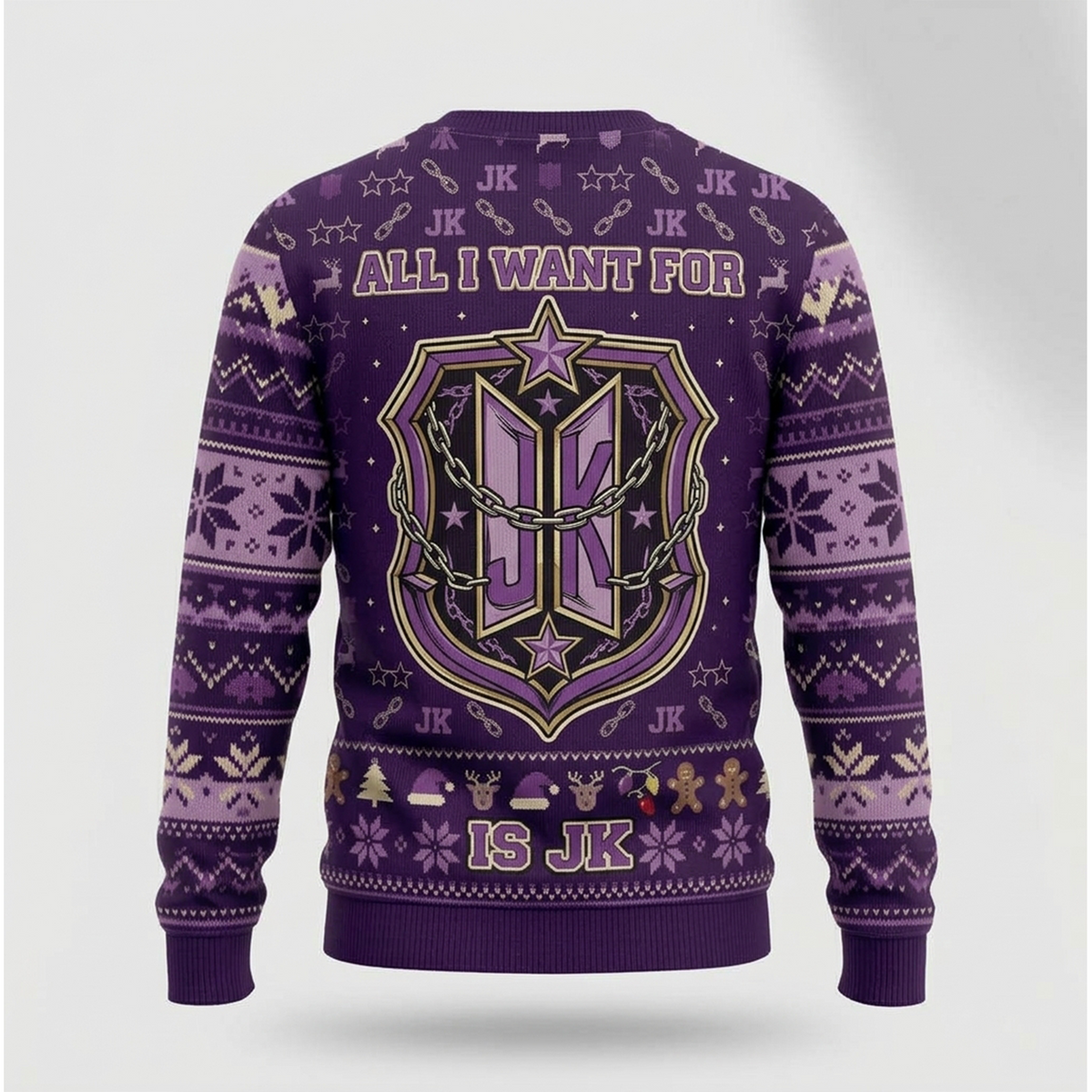 All I Want for Christmas Is JK Army Ugly Sweater Purple Holiday Gift For Bias