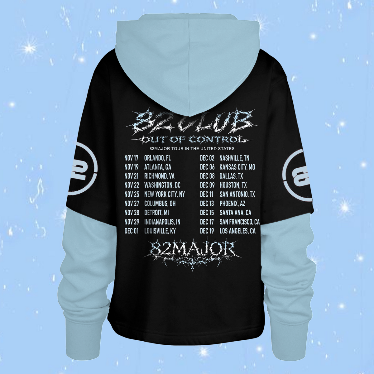 Dynamic 82MAJOR US Tour 82CLUB Out Of Control Cyber Grunge Shortstop Hoodie For 82DE