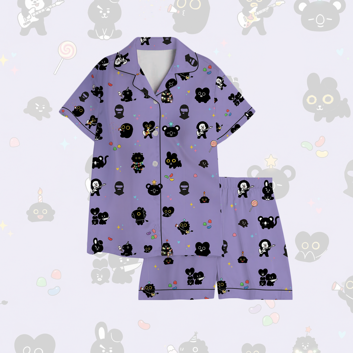 BT21 Midnight Party BTS Hooligan Pajama Set Gift For Fans