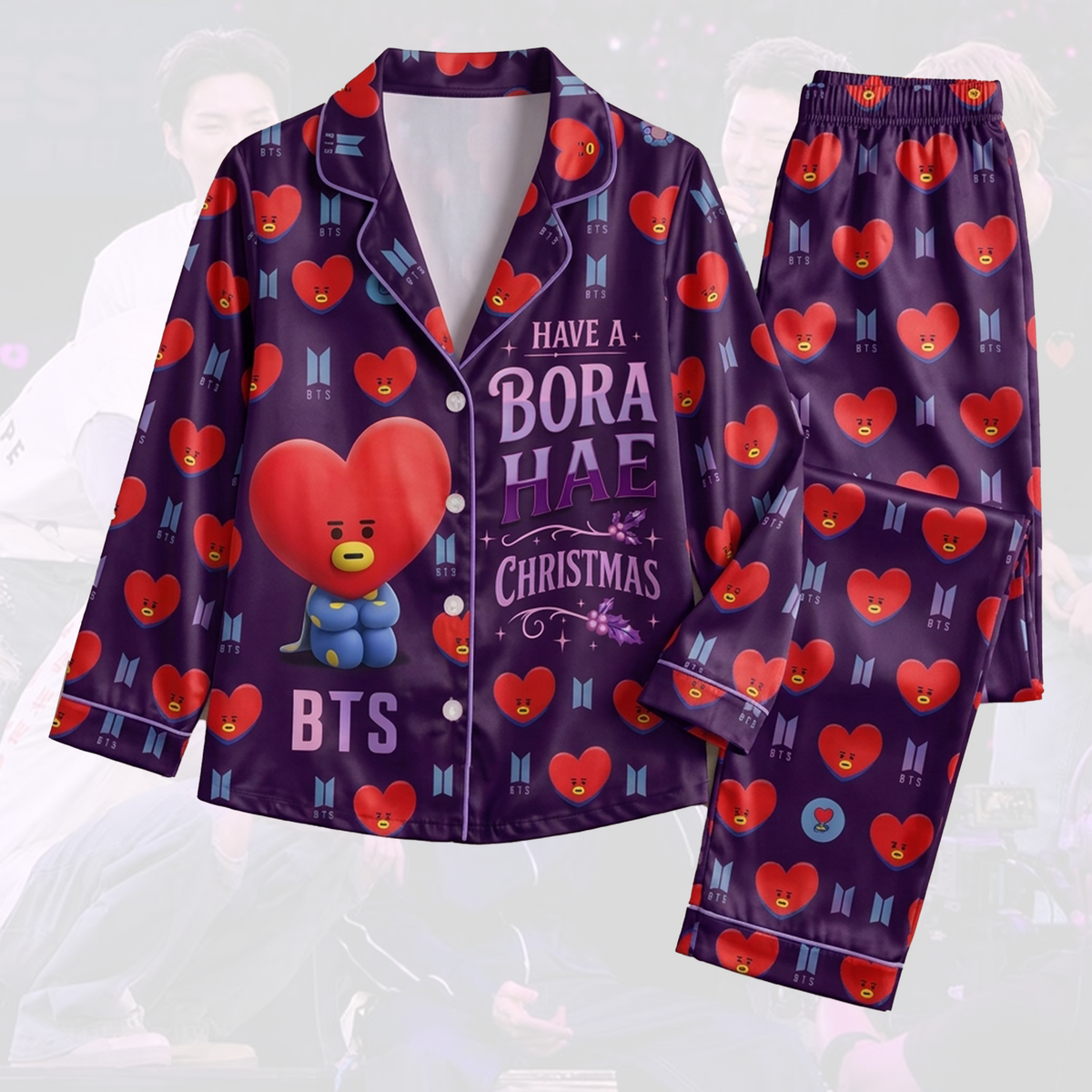 BTS V BT21 Borahae Christmas Cute Pajama Set