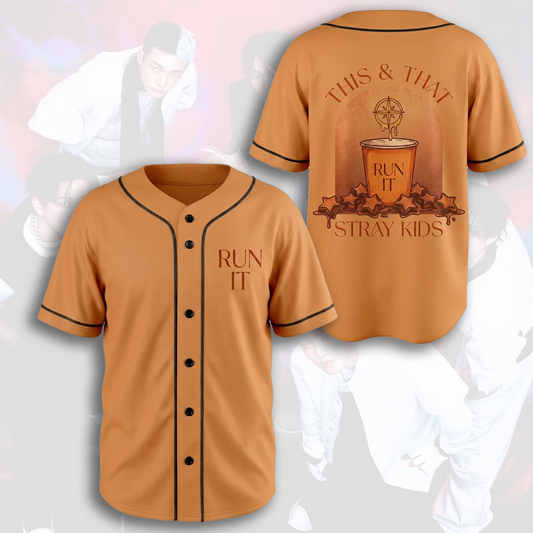 Stray Kids Run It This That Album Baseball Jersey Orange Season Merch Gifts For Fans
