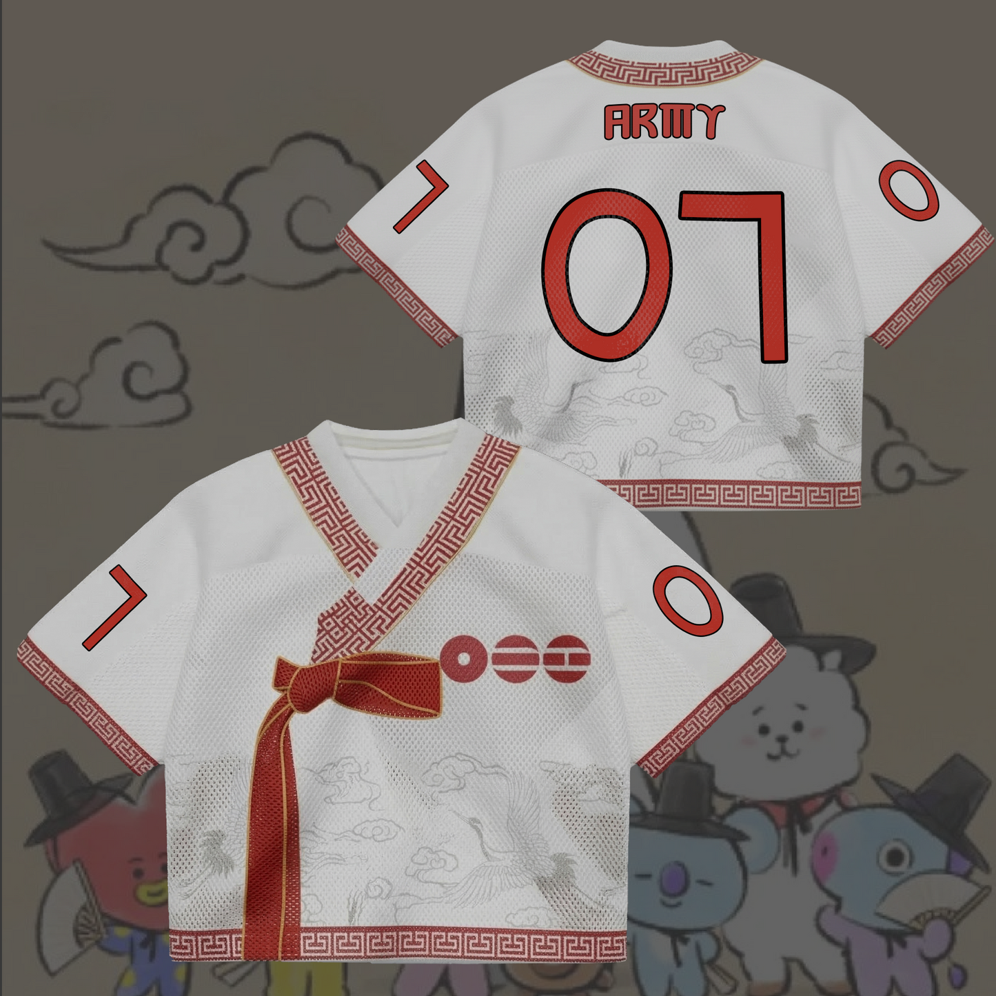 BTS World Tour 2026 Hanbok Style Mixed Mesh Jersey Gifts