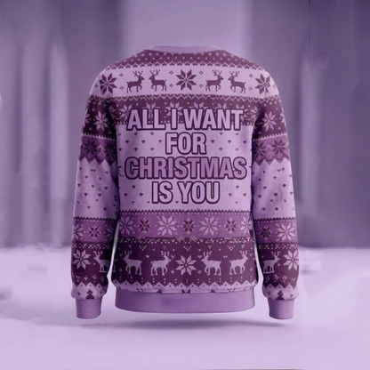 All I Want for Christmas Is You Ugly Sweater Purple Holiday Gift For Army