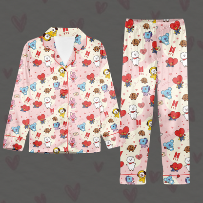 Lovely BTS Valentine BT21 Pajama Set Gift For Lovers