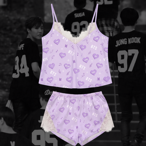 Purple Heart Bts Lace Cami Sleepwear Gift For Fans