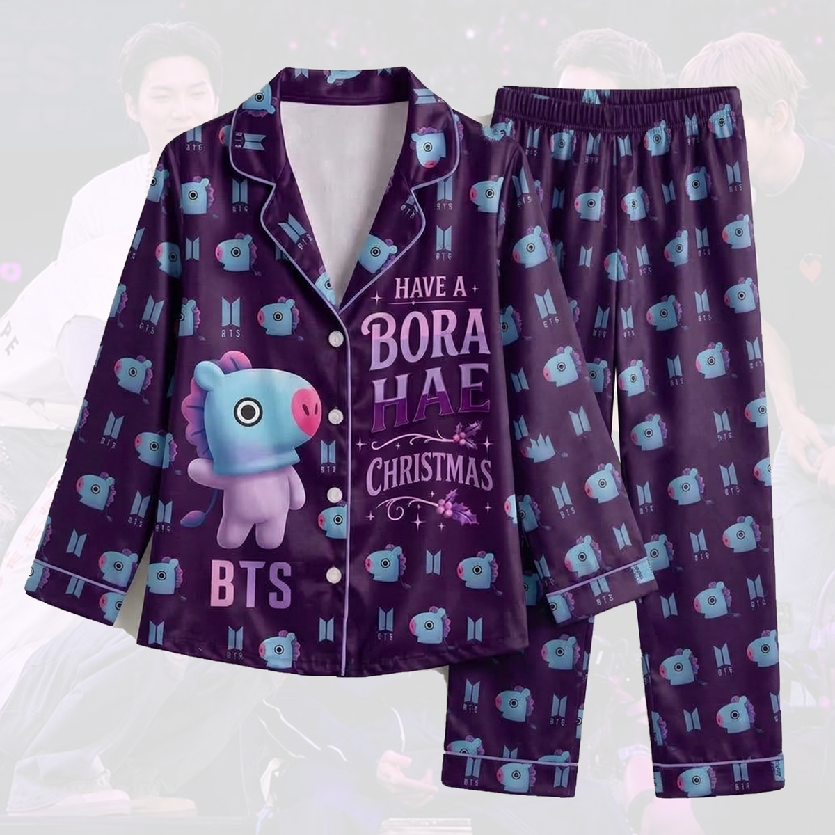 BTS J Hope BT21 Borahae Christmas Cute Pajama Set