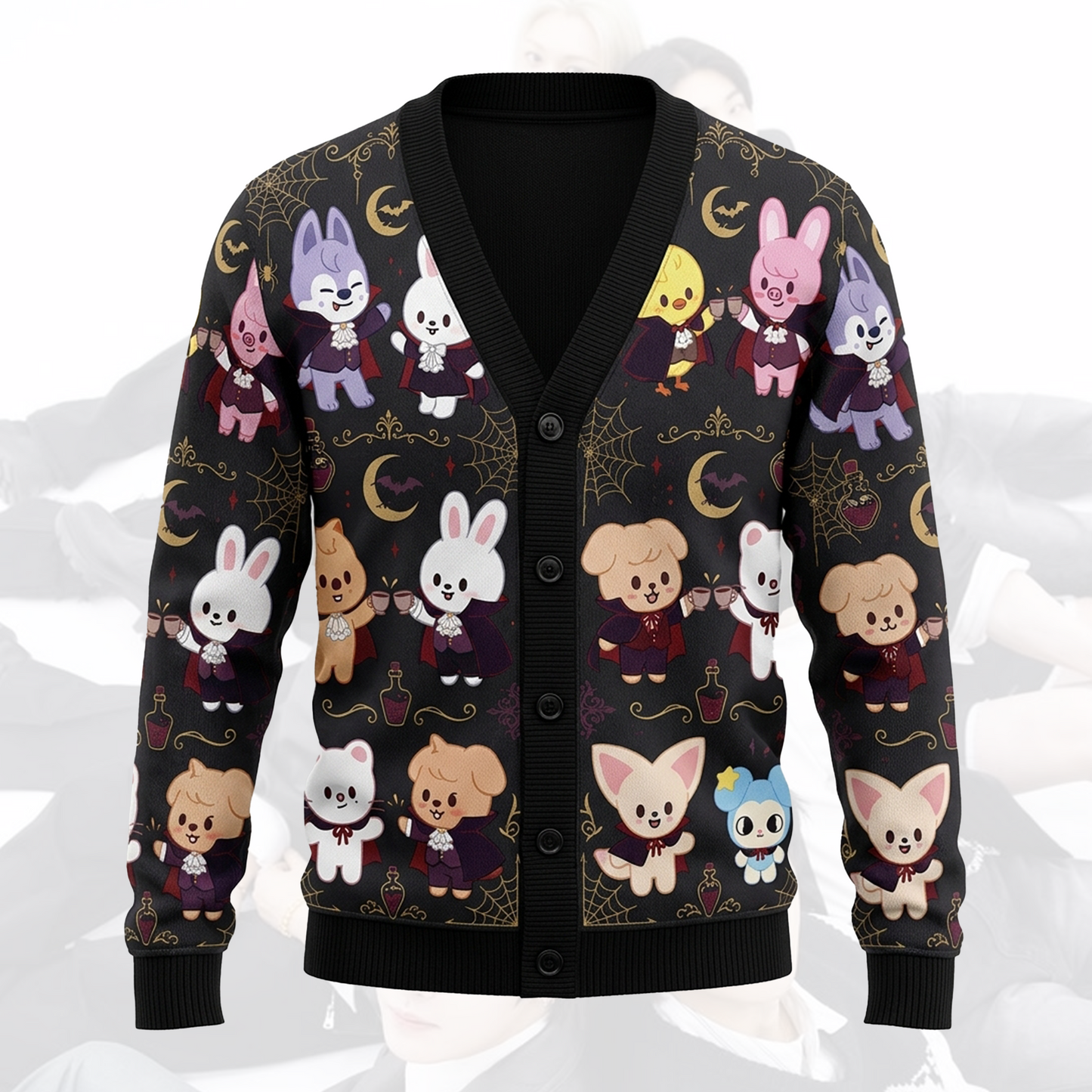 Premium Black Gold SKZOO Halloween Cardigan Gift For Fans