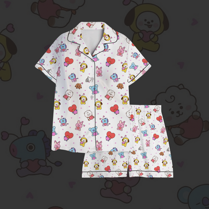 BT21 Purple Heart BTS Pajama Set Gift For Lovers