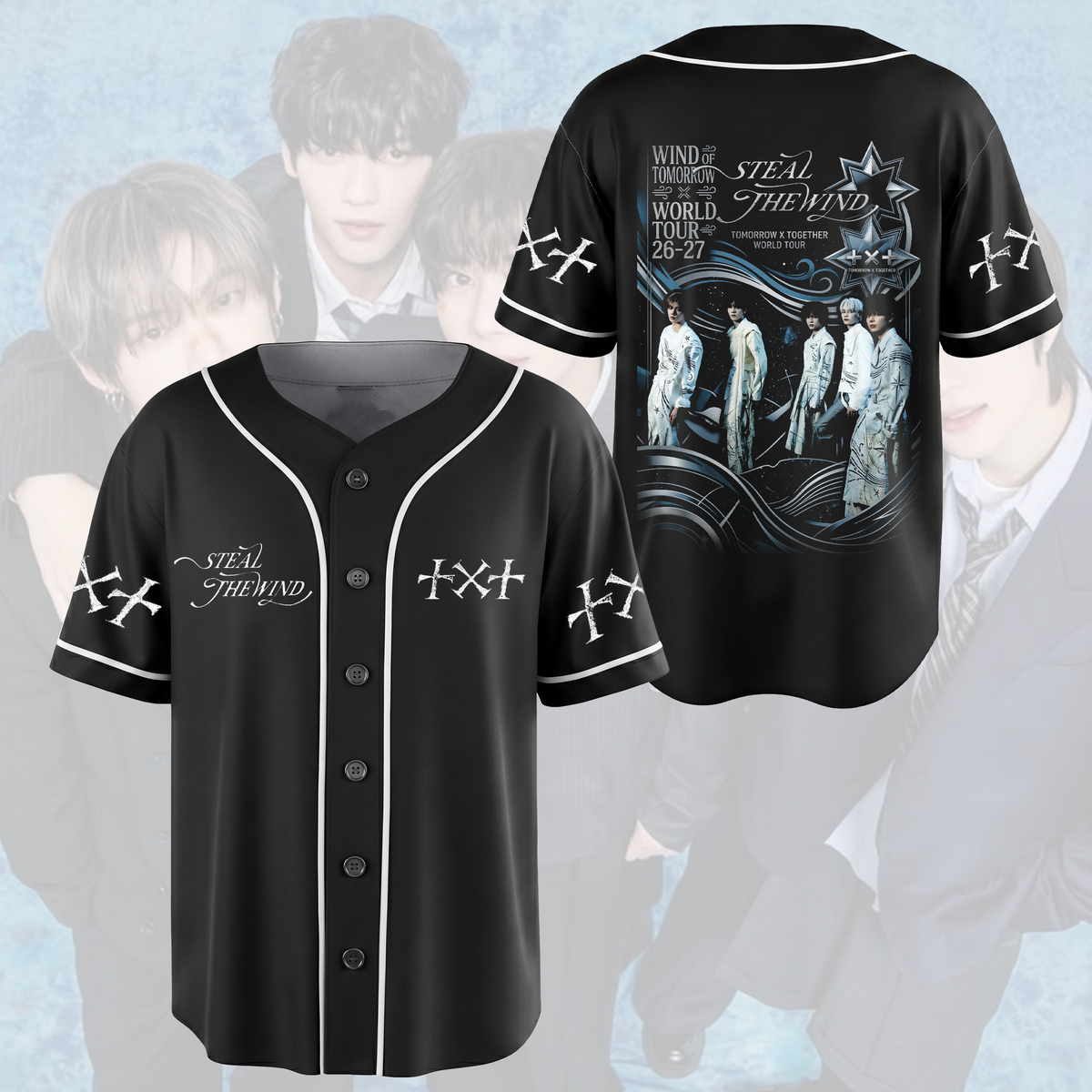 Retro TXT Steal The Wind World Tour Baseball Jersey Gift For Fans