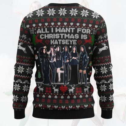 Merry Katseye Ugly Christmas Sweater Fan Edition