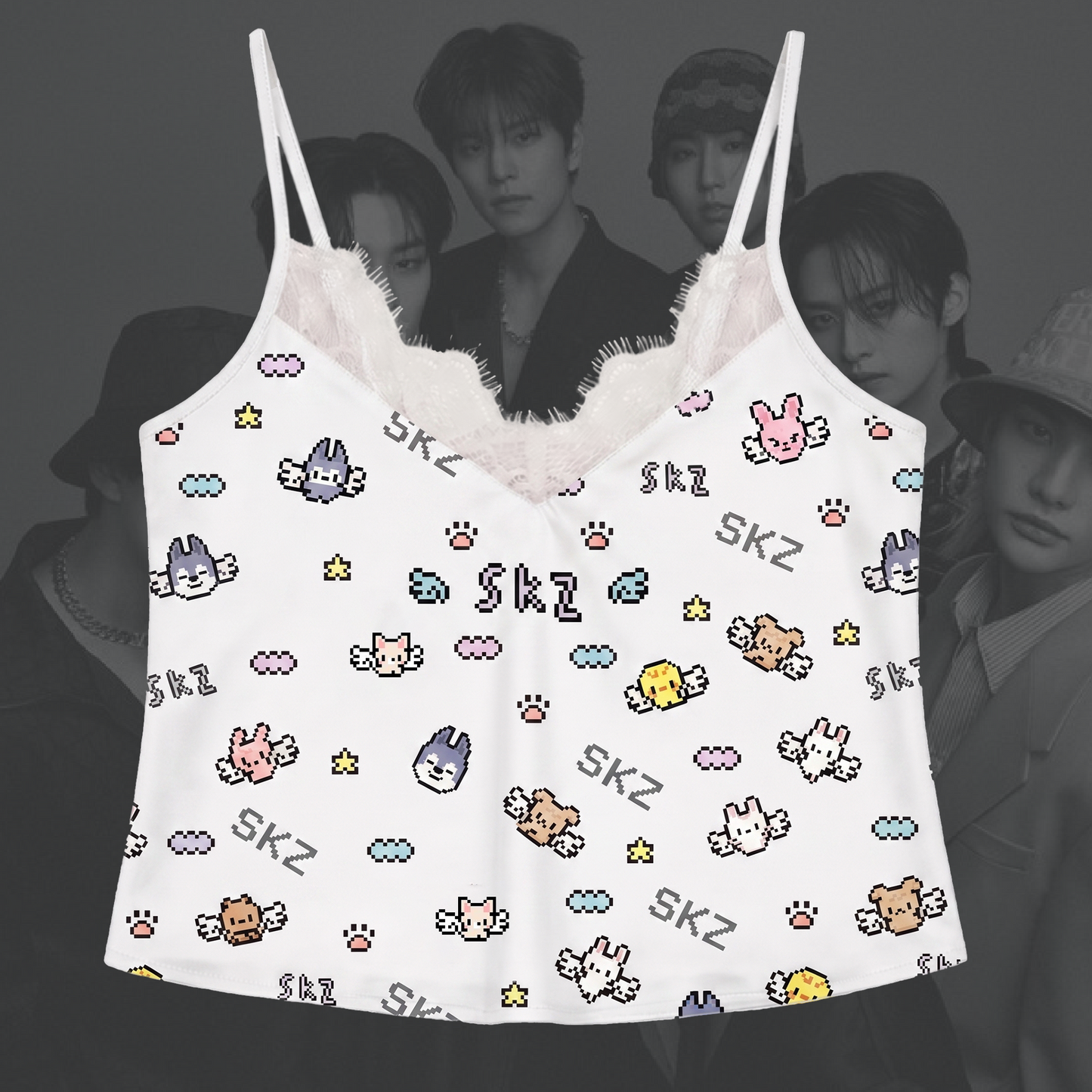 Celestial Wings Pixel  Skzoo Lace Cami Sleepwear Gift For Fans