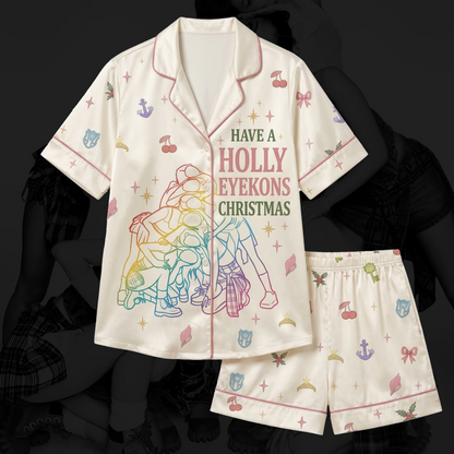 Have A Holly Eyekons Katseye Christmas Pink Pajama Set Gift For Fans