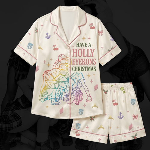 Have A Holly Eyekons Katseye Christmas Pink Pajama Set Gift For Fans