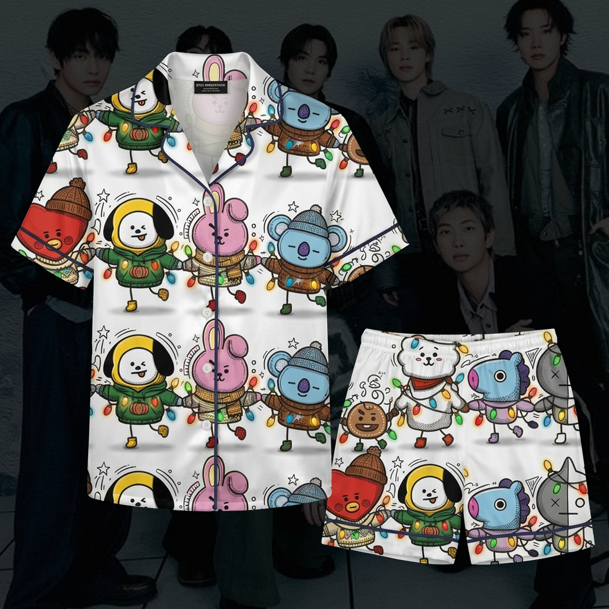 BTS J-Hope BT21 Borahae Weihnachts-Pyjama-Set (süß)