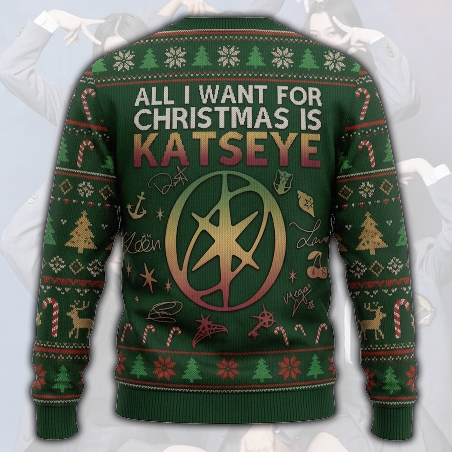 Peppermint Katseye Ugly Christmas Sweater Fan Edition
