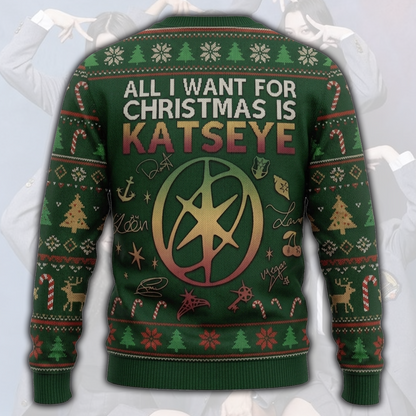 Peppermint Katseye Ugly Christmas Sweater Fan Edition