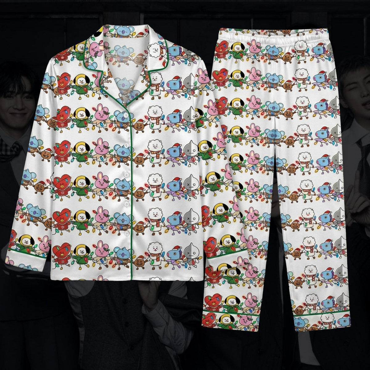 BTS J-Hope BT21 Borahae Weihnachts-Pyjama-Set (süß)