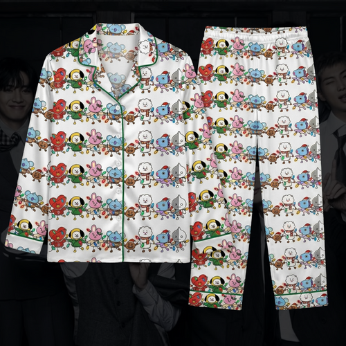 BTS J-Hope BT21 Borahae Weihnachts-Pyjama-Set (süß)