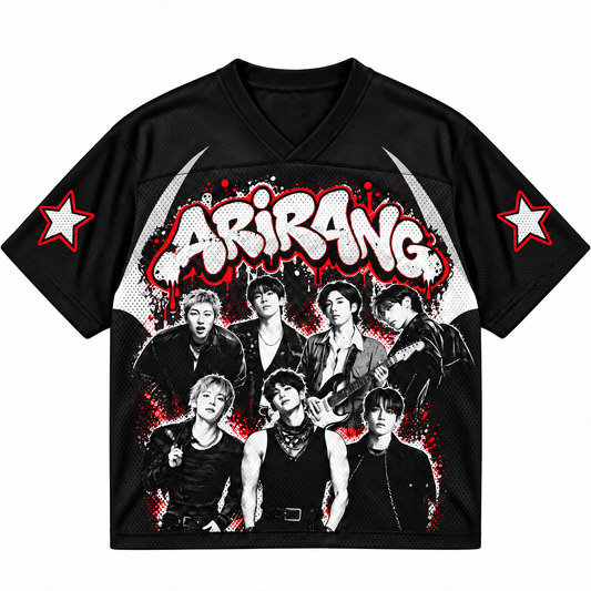 ARIRANG OT7 Graffiti Mesh Jersey, Black & Red Streetwear Fan Edition