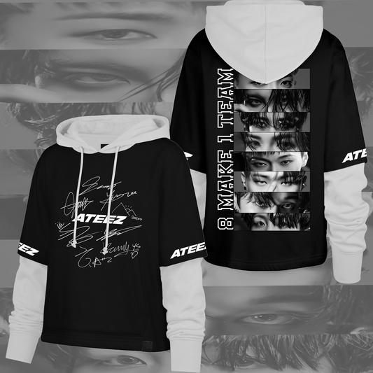 Signature And Eye To Eye Ateez Shortstop Hoodie Gift For Lovers