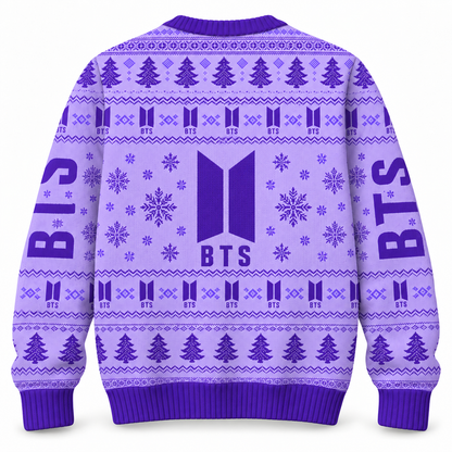 BTS Purple Christmas Ugly Sweater 2026, OT7 Holiday Sweater, Christmas Gift for ARMY Fans
