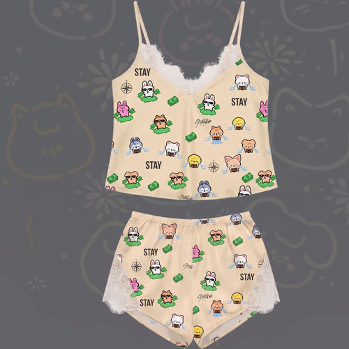 Funny Skzoo Hard Worker For Tour Lace Cami Sleepwear Gift For Stay