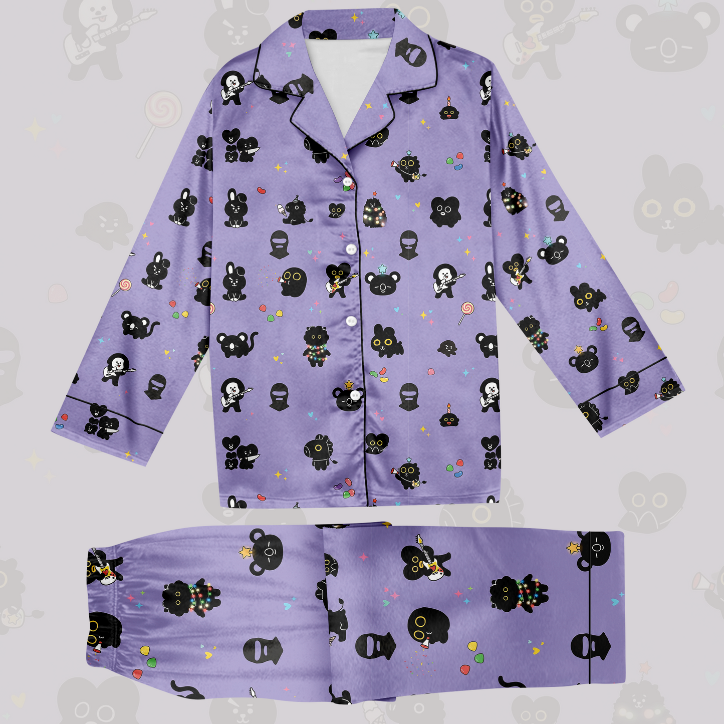 BT21 Midnight Party BTS Hooligan Pajama Set Gift For Fans
