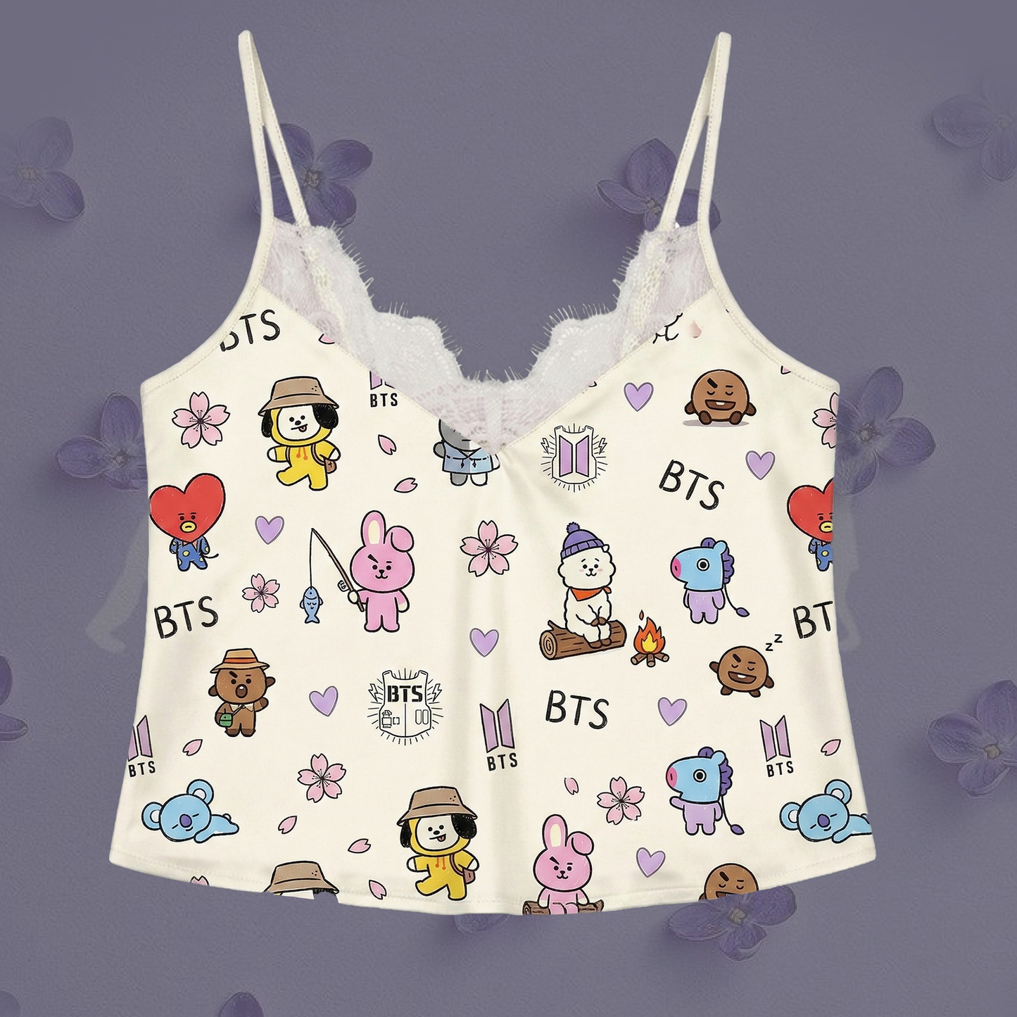 Bt21 Sakura Bts Lace Cami Sleepwear Gift For Fans