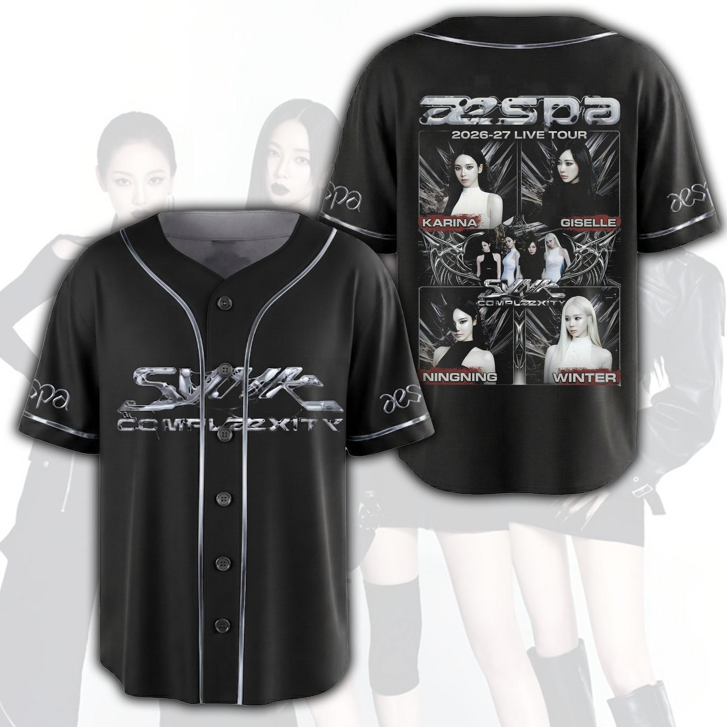 Collage Aespa Synk Complexity  Baseball Jersey Top Fan Gifts