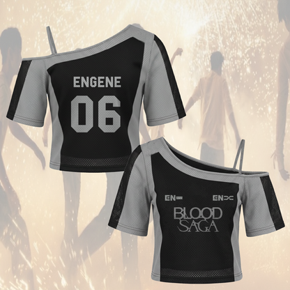 Sporty Enhypen Blood Saga  World Tour Tour Off Shoulder Mesh