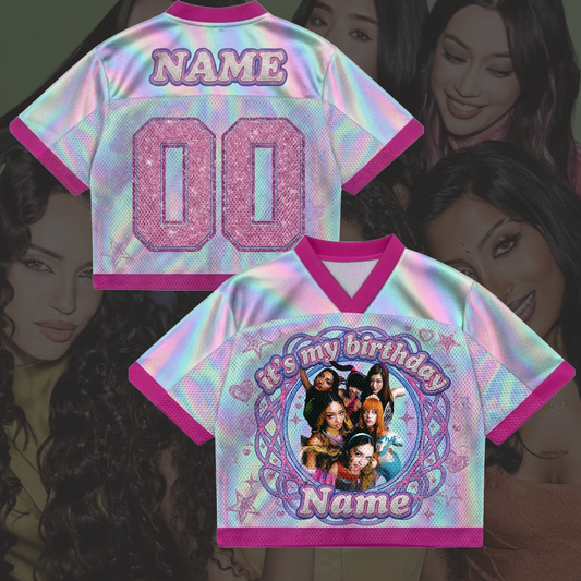 Personalized Happy Birthday Katseye Mixed Mesh Jersey Gift For Kid Eyekons