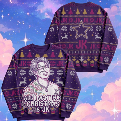 BTS Purple Christmas Ugly Sweater 2026, OT7 Urlaubspullover, Weihnachtsgeschenk für ARMY-Fans