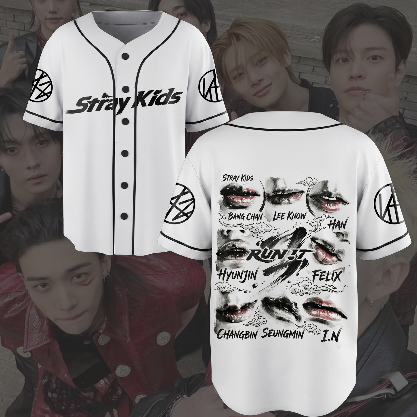 Exhilarating Stray Kids Run It World Tour Baseball Jersey Lips Gift for Fan