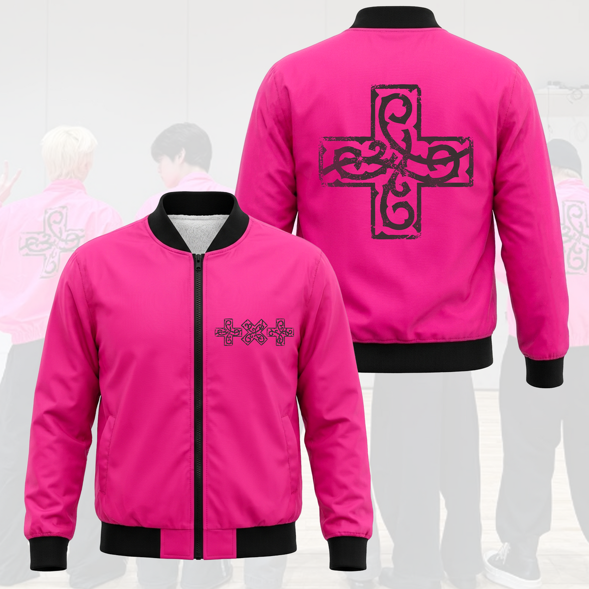 Stray Kids DO IT Love Pink Heart EVIL Skzoo Bomberjacke Geschenk für Stay