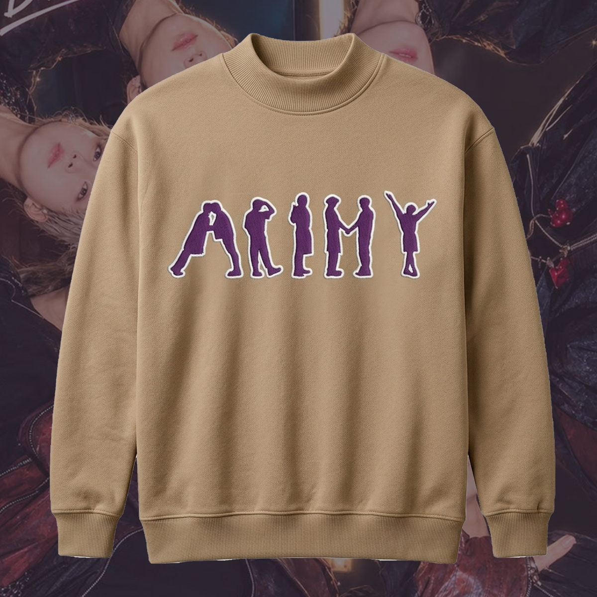 Iconic Army BTS Embroidered Mockneck Sweatshirt Gift For Fans