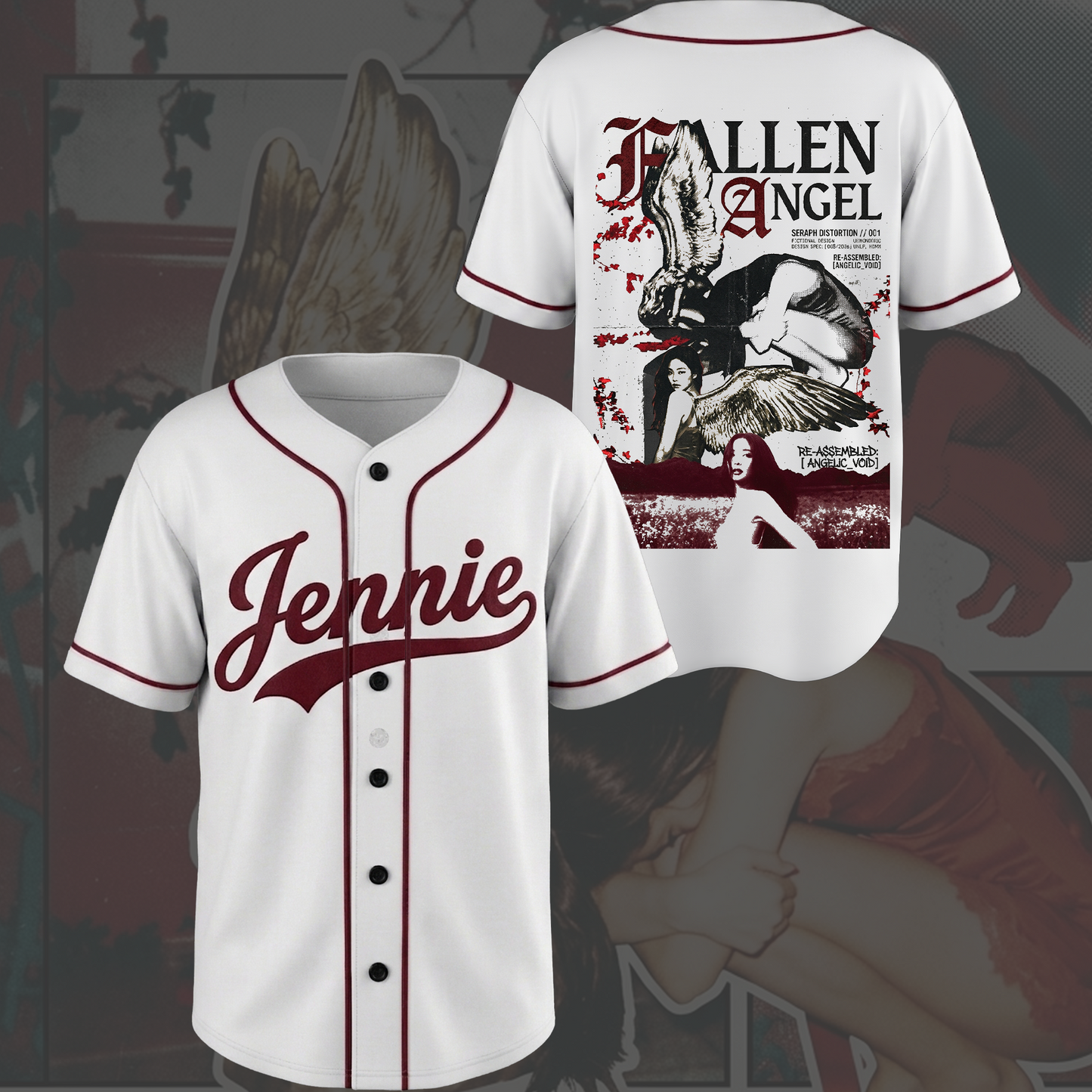 Retro Blackpink Jennie Fallen Angle Baseball Jersey Gift For Fans