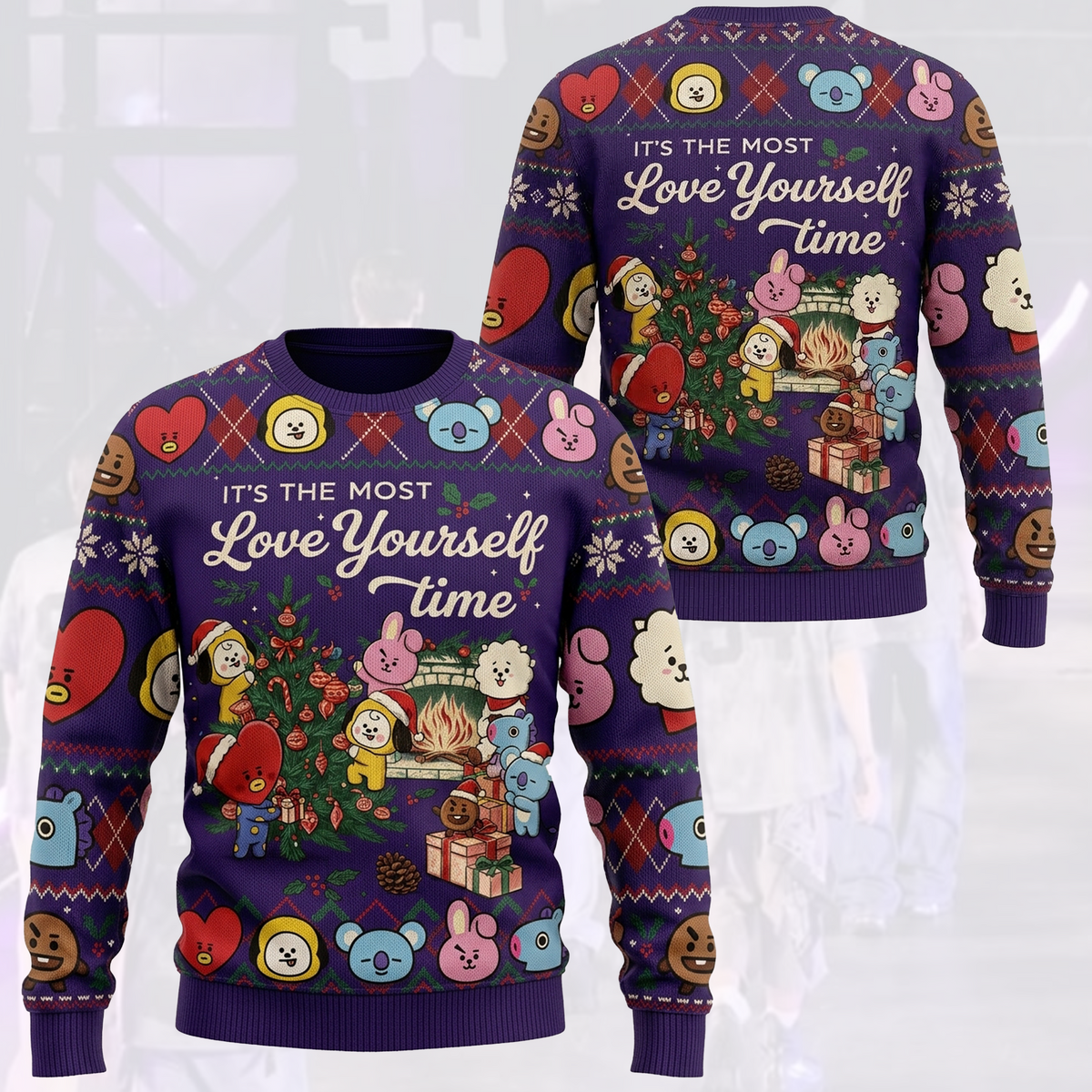 It The Most Love Yourself Time BTS Purple Ugly Sweater Gift For Fans