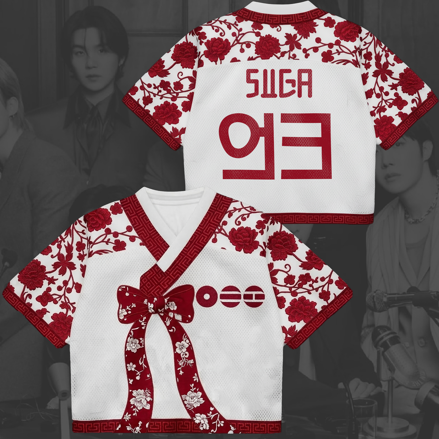 Fire Blossom Arirang Tour BTS Hanbok Style Mixed Mesh Jersey Gifts For Lovers