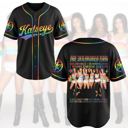 Radiant KATSEYE Rainbow Black Jersey Wildworld Tour Gift for Fan
