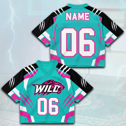 WILD 06 Wild Club Sporty Wave Mixed Mesh Jersey Teal Pink Edition