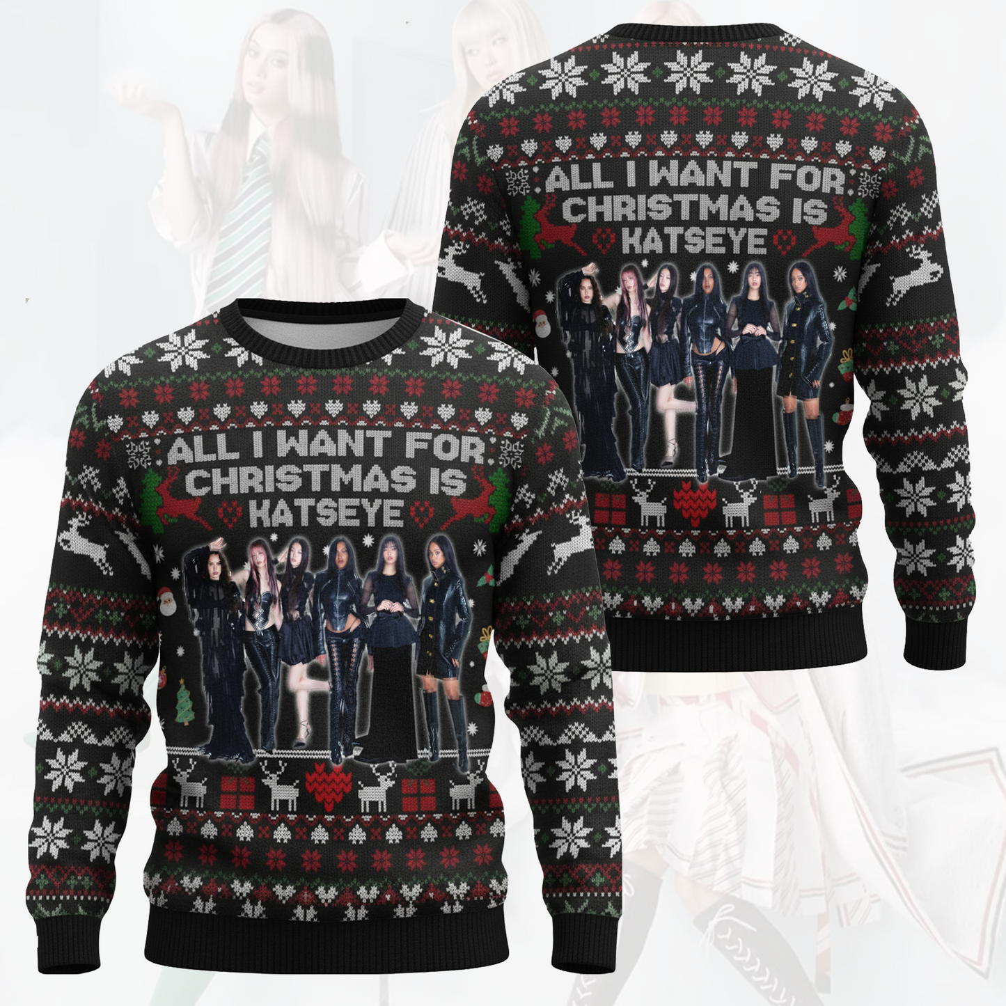 Merry Katseye Ugly Christmas Sweater Fan Edition