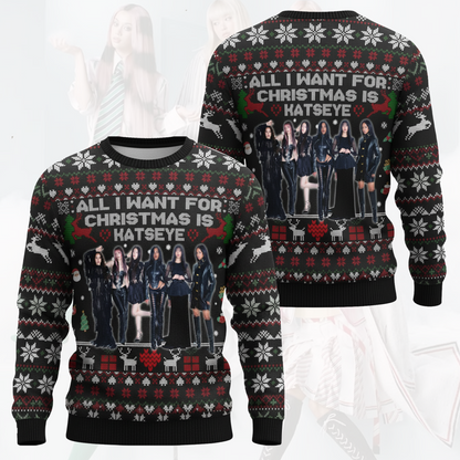 Merry Katseye Ugly Christmas Sweater Fan Edition