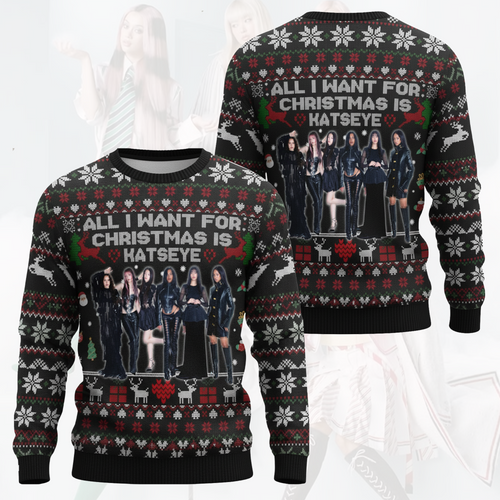 Merry Katseye Ugly Christmas Sweater Fan Edition